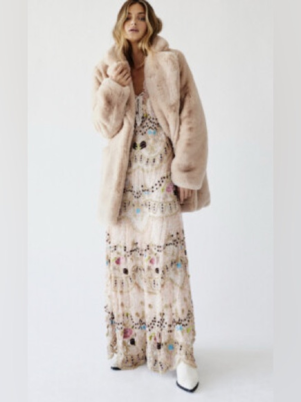 Free People Party Rosalie Beaded Tassels Embroidered Maxi Dress S - Picture 2 of 7